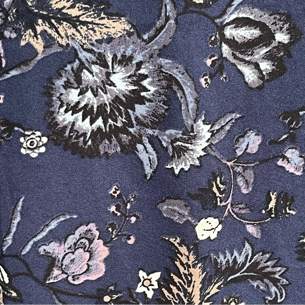 Ann Taylor Factory Blue Floral Cap Ruffle Shift Dress (10) - Picture 3 of 11